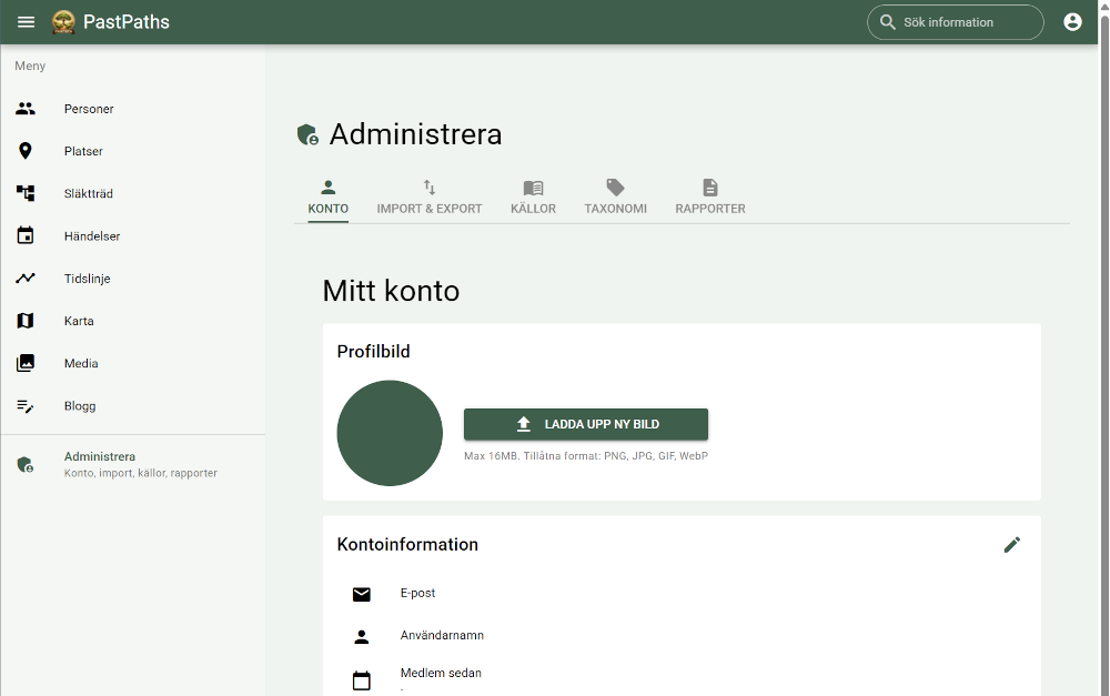 Information om var data sparas
