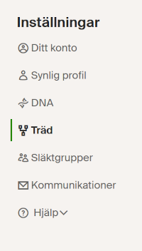 Klicka på **Träd** ("trädet")