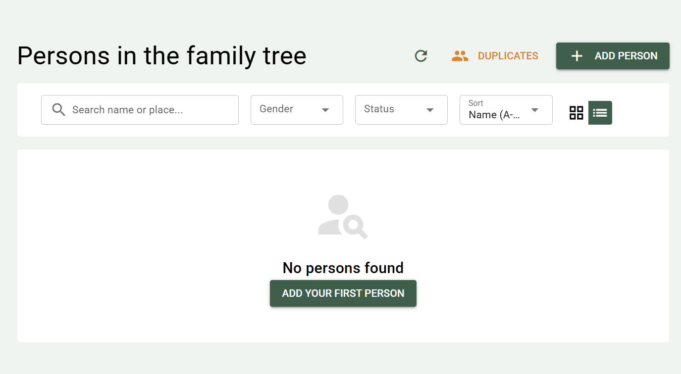 Empty person list after installation