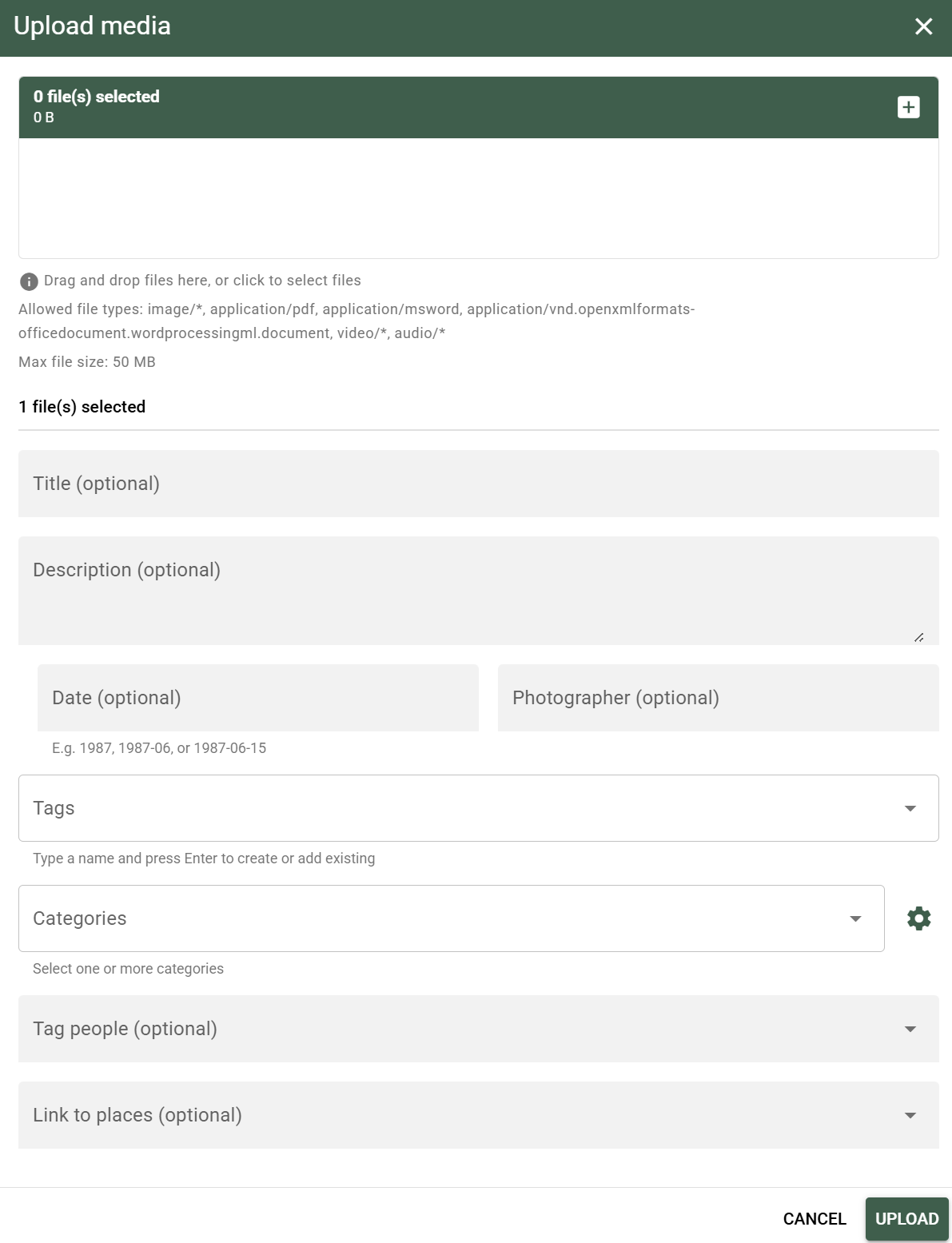 Upload media