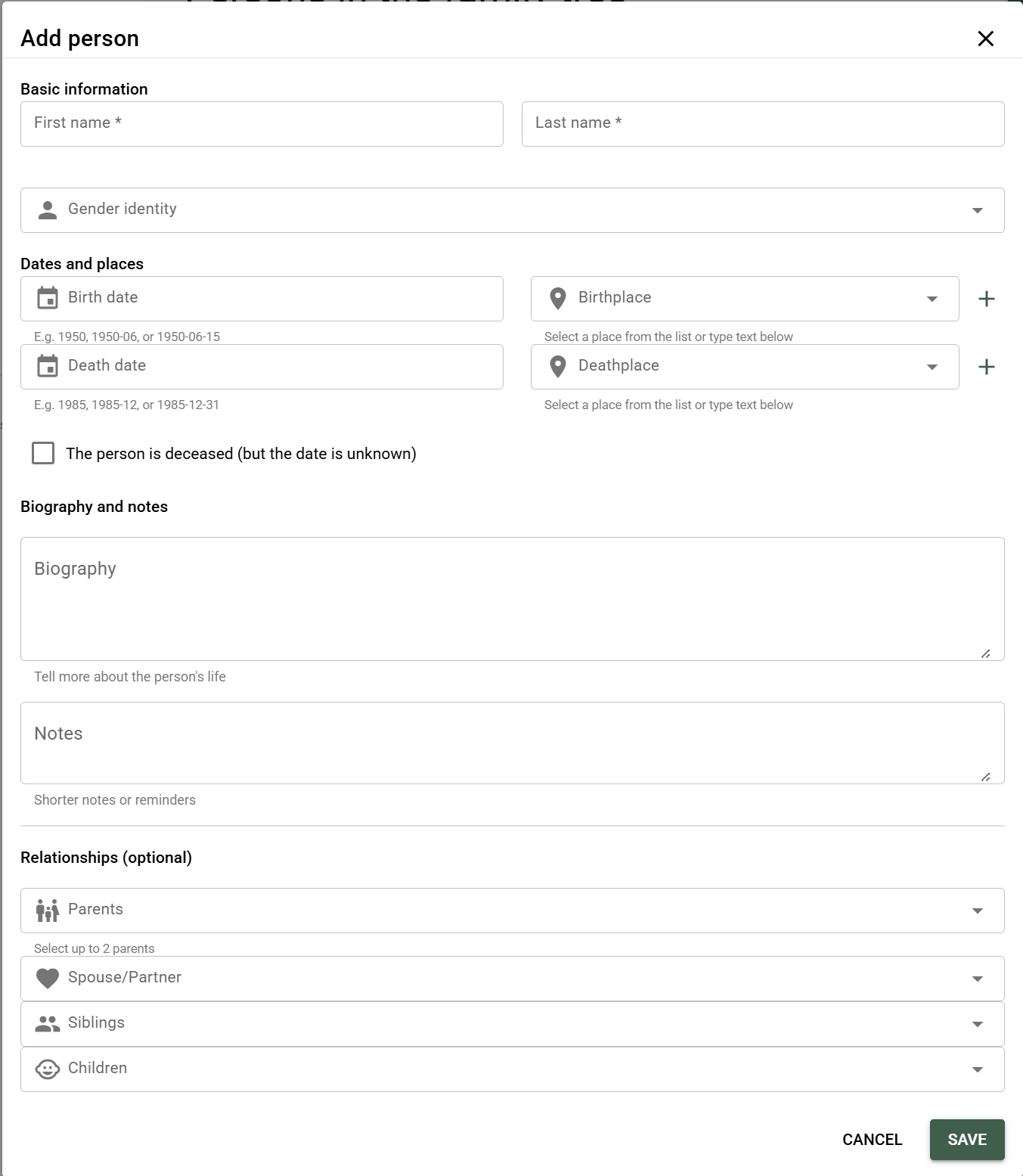 Person form